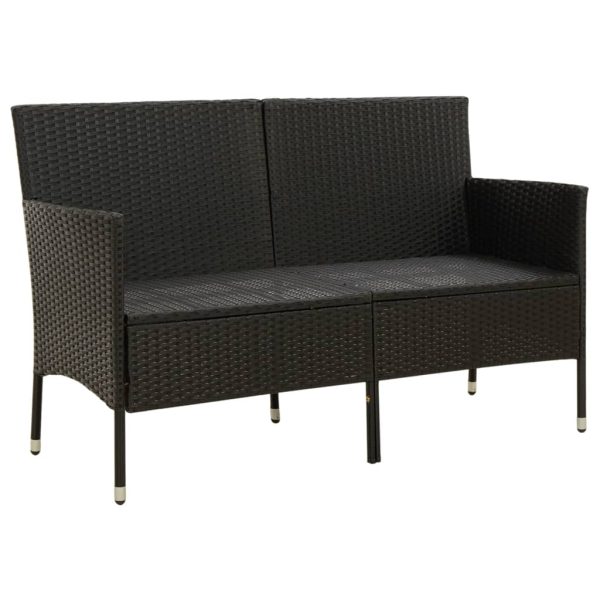 Divano Da Giardino A 3 Posti Con Cuscini Nero In Polyrattan - Image 3