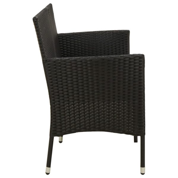 Divano Da Giardino A 3 Posti Con Cuscini Nero In Polyrattan - Image 4