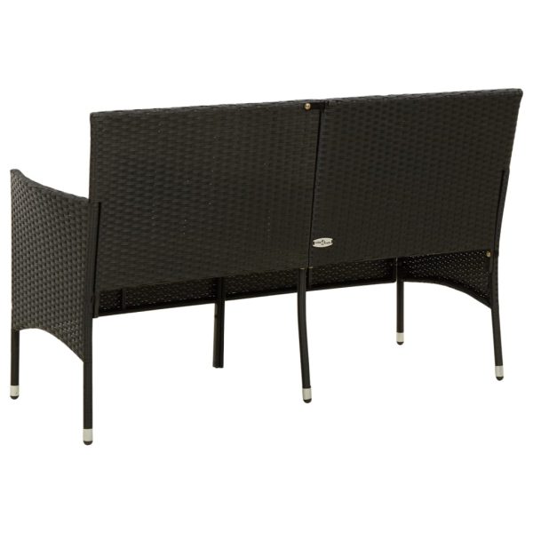 Divano Da Giardino A 3 Posti Con Cuscini Nero In Polyrattan - Image 5
