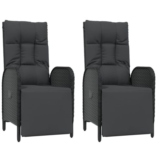 Set Da Pranzo Da Giardino 3 Pz Con Cuscini Nero In Polyrattan - Image 4
