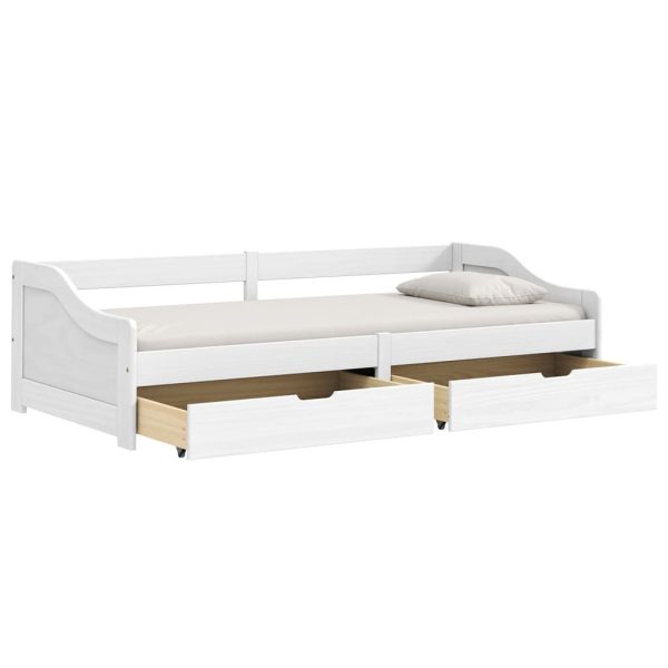 Dormeuse 2 Cassetti Bianca 90x200 Cm Legno Massello Pino Irun - Image 4
