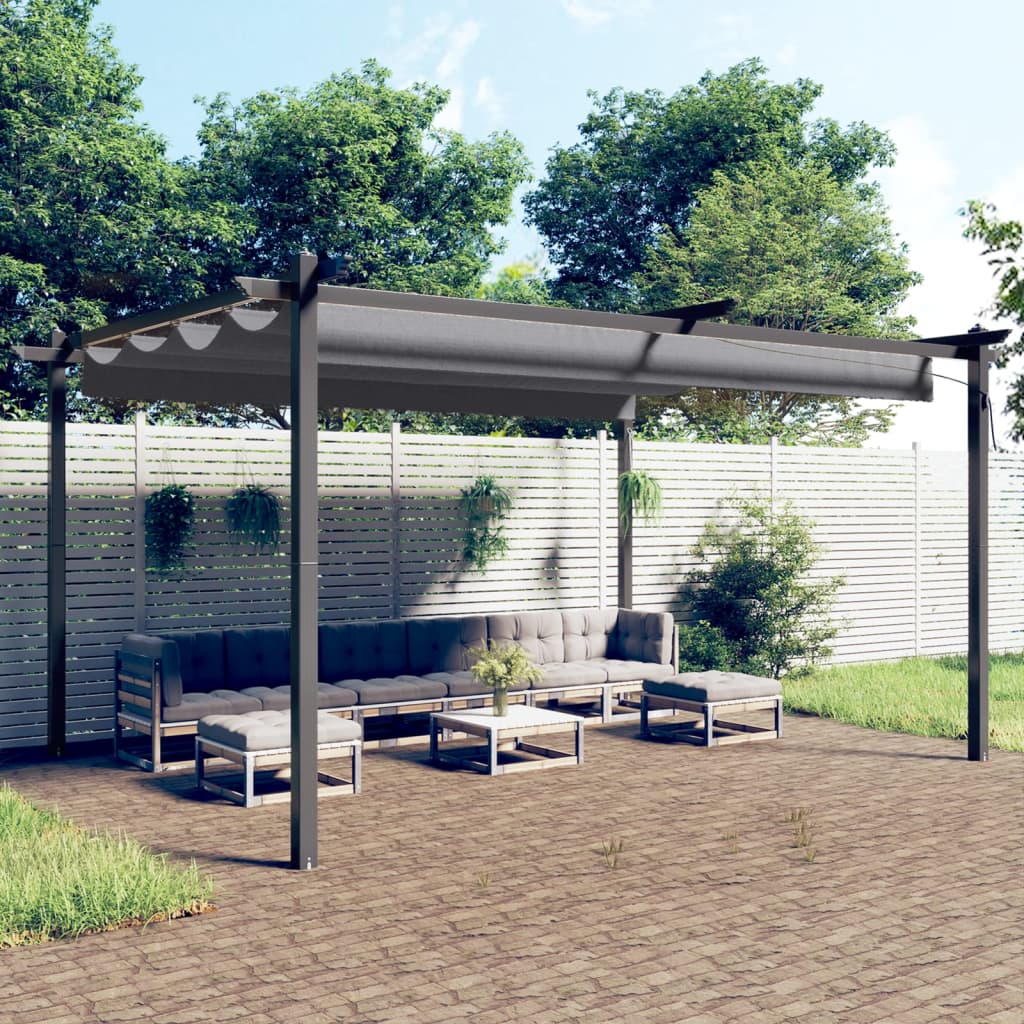 Pergola Da Giardino Con Tetto Retrattile 4x3 M Antracite