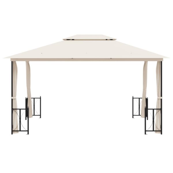 Gazebo Con Teli Laterali E Doppio Tetto 3x4 M Crema - Image 3