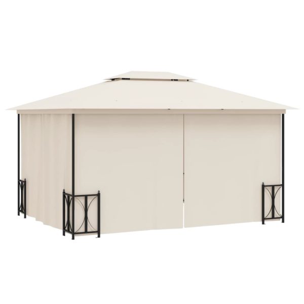 Gazebo Con Teli Laterali E Doppio Tetto 3x4 M Crema - Image 4