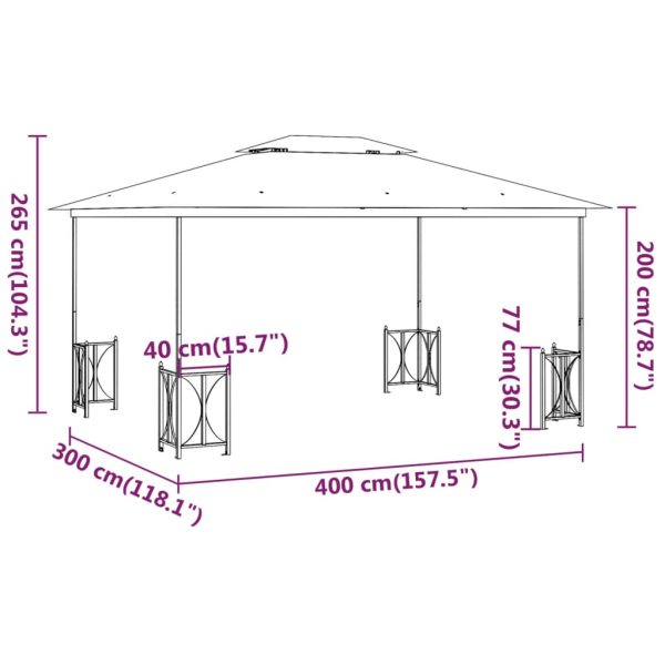 Gazebo Con Teli Laterali E Doppio Tetto 3x4 M Crema - Image 6