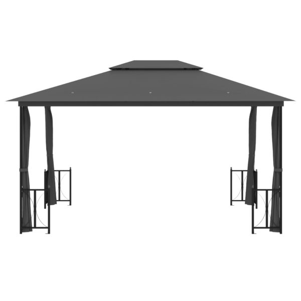 Gazebo Con Teli Laterali E Doppio Tetto 3x4 M Antracite - Image 3