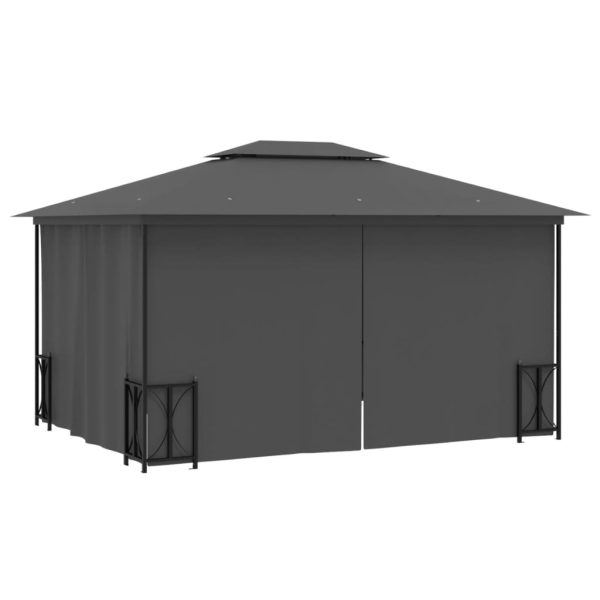 Gazebo Con Teli Laterali E Doppio Tetto 3x4 M Antracite - Image 4