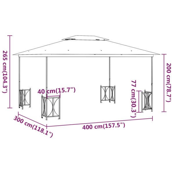 Gazebo Con Teli Laterali E Doppio Tetto 3x4 M Antracite - Image 6