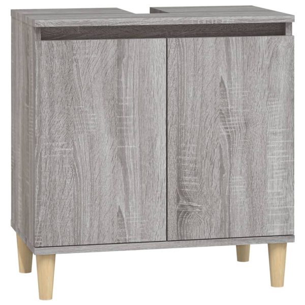 Set Mobili Da Bagno 3 Pz Grigio Sonoma In Legno Multistrato - Image 5