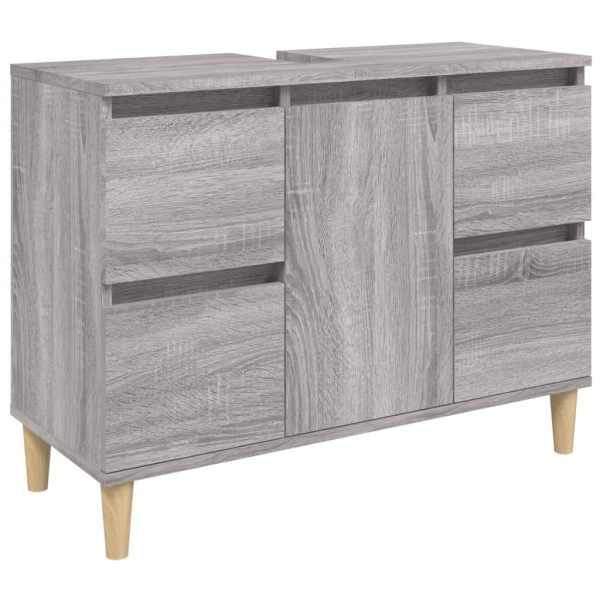 Set Mobili Da Bagno 3 Pz Grigio Sonoma In Legno Multistrato - Image 5