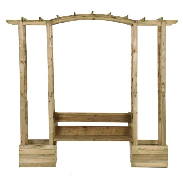 Pergola Da Giardino Panca E Vasi Legno Massello Pino Impregnato - Image 3