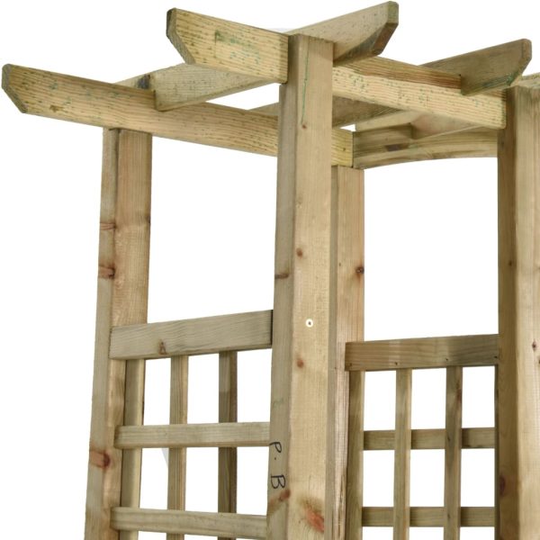 Pergola Da Giardino Panca E Vasi Legno Massello Pino Impregnato - Image 5