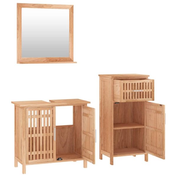 Set Mobili Da Bagno 3pz In Legno Massello Di Noce - Image 3