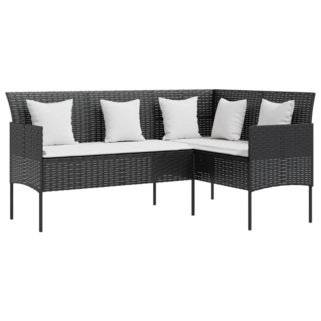 Set Divano A L Con Cuscini 5 Pz Nero In Polyrattan - Image 3