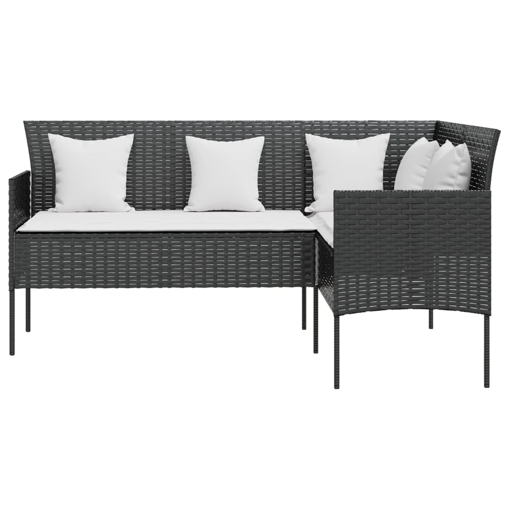 Set Divano A L Con Cuscini 5 Pz Nero In Polyrattan - Image 4