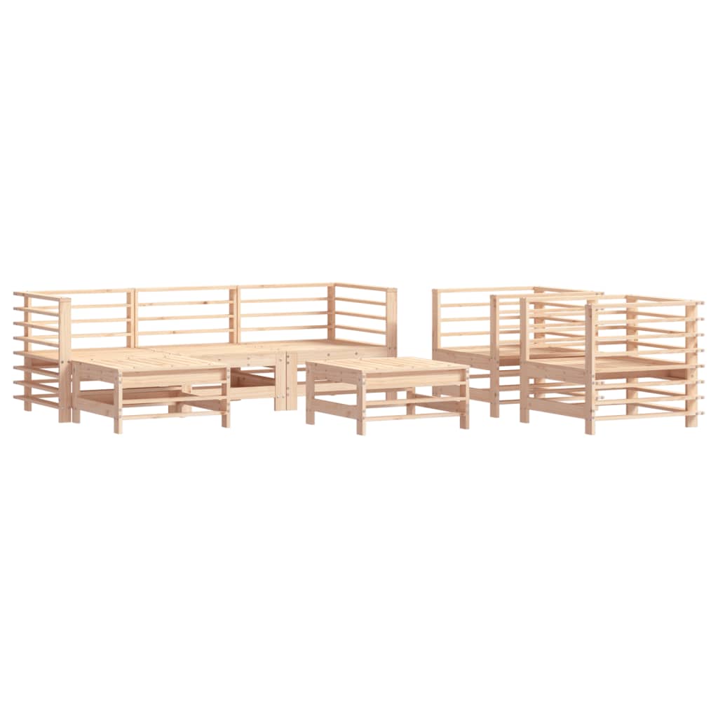 Set Divani Da Giardino 7 Pz Con Cuscini In Legno Massello - Image 3
