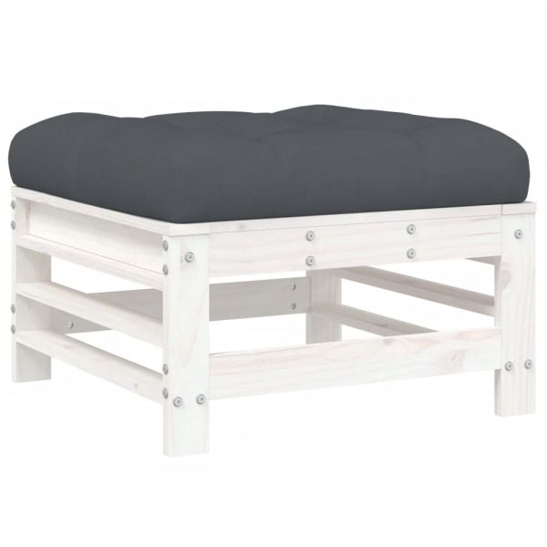 Set Divani Da Giardino 8pz Con Cuscini In Legno Massello Bianco - Image 6