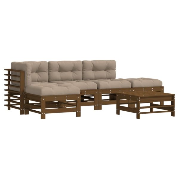 Set Divani Da Giardino 6 Pz Con Cuscini In Legno Massello Ambra - Image 2