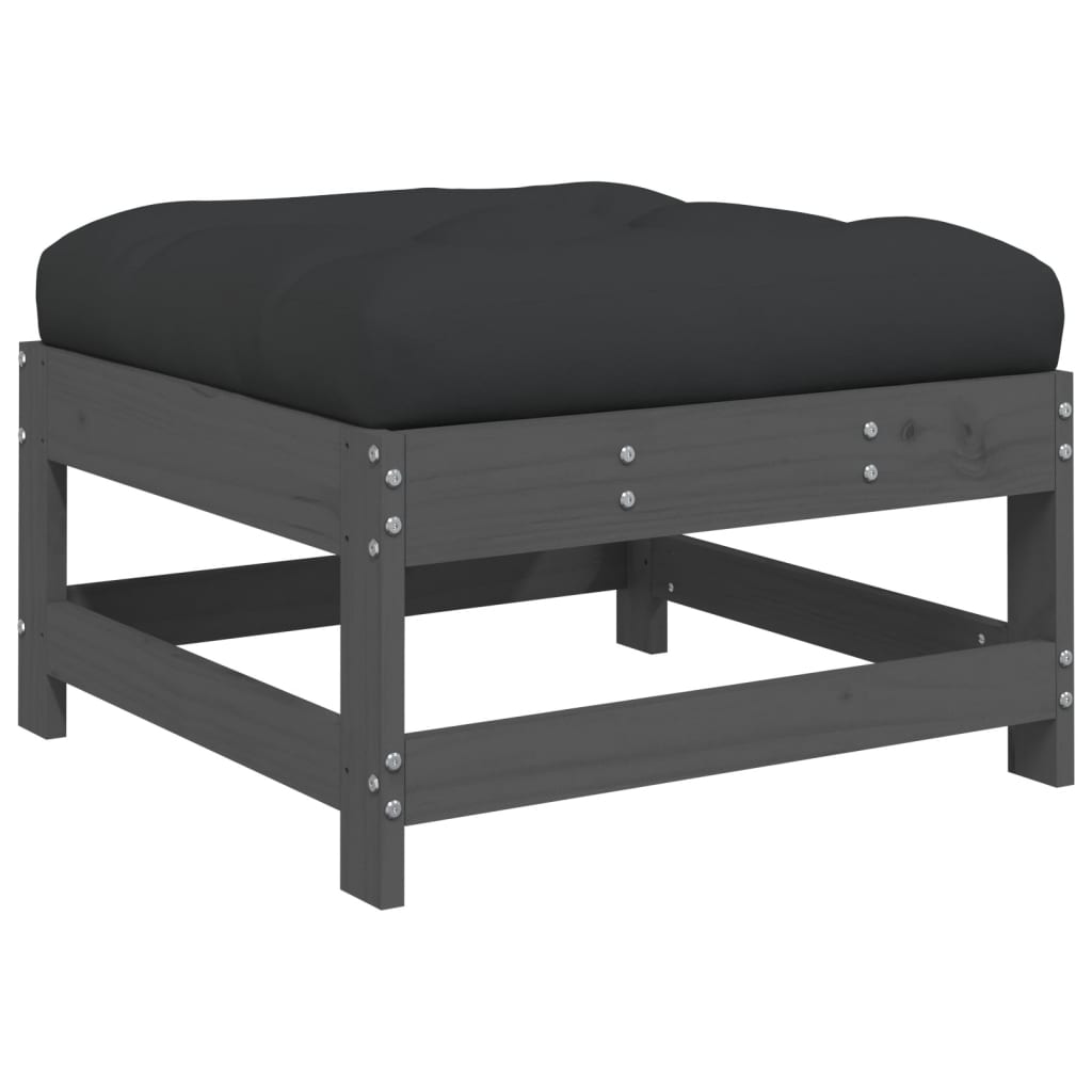 Set Divani Da Giardino 7pz Con Cuscini In Legno Massello Grigio - Image 6