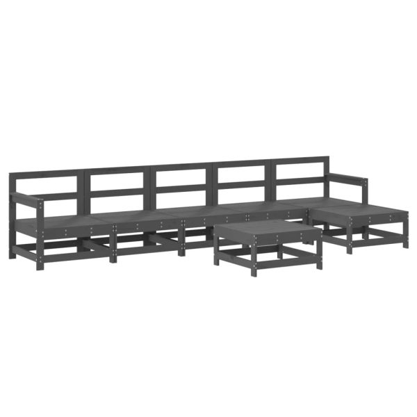 Set Divani Da Giardino 7pz Con Cuscini In Legno Massello Grigio - Image 3