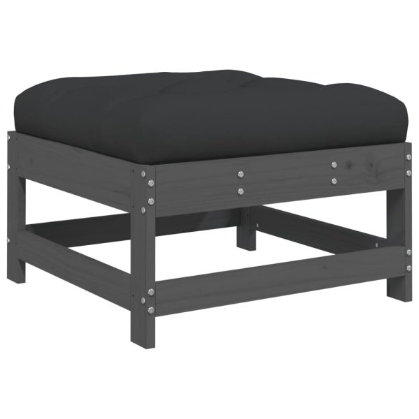 Set Divani Da Giardino 7pz Con Cuscini In Legno Massello Grigio - Image 6