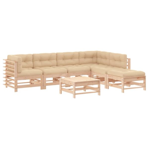 Set Divani Da Giardino 7 Pz Con Cuscini In Legno Massello - Image 2