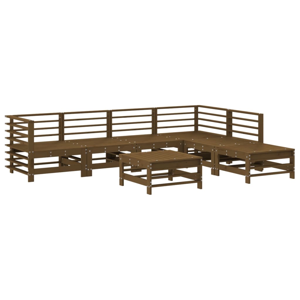 Set Divani Da Giardino 7 Pz Con Cuscini In Legno Massello Ambra - Image 3