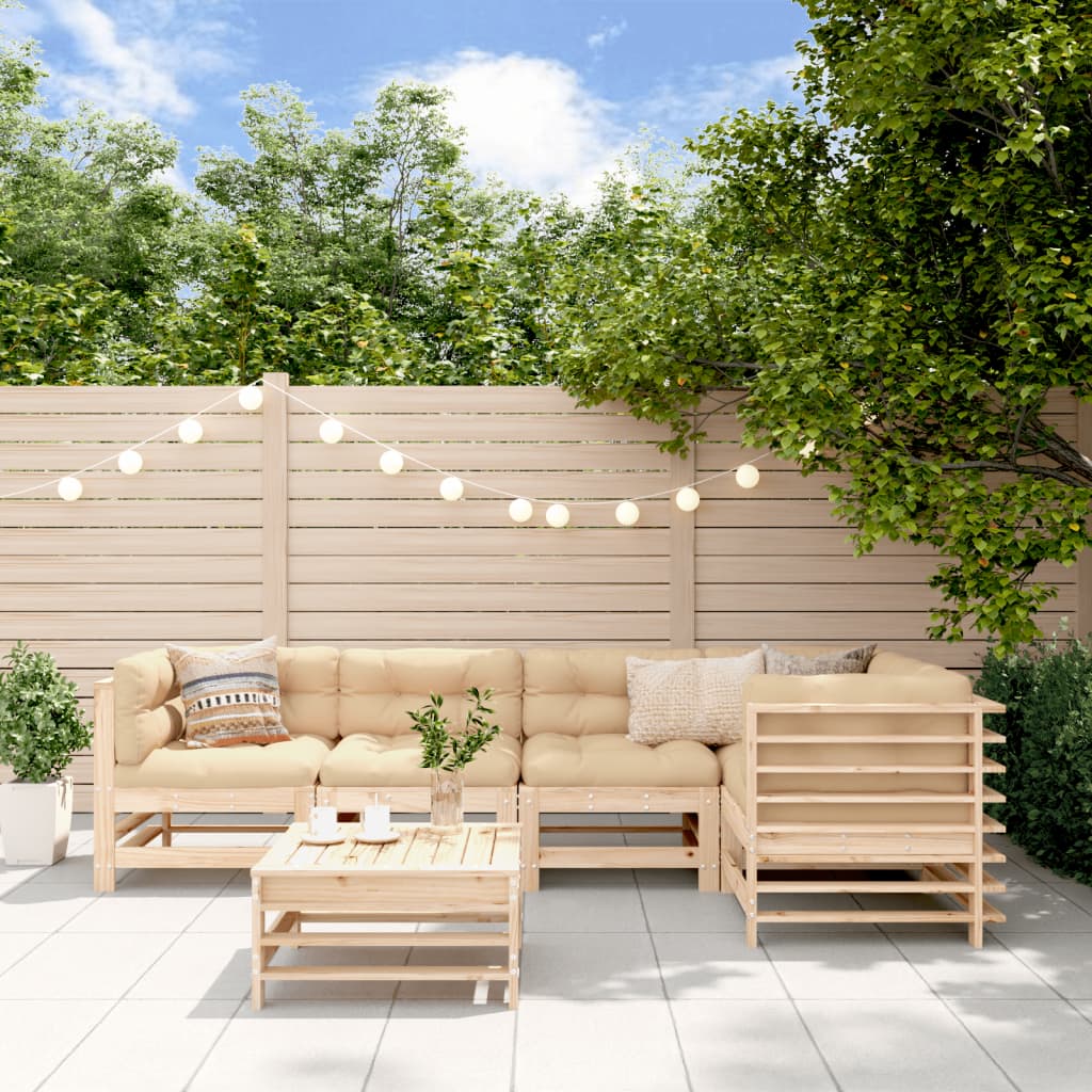 Set Divani Da Giardino 6 Pz Con Cuscini In Legno Massello
