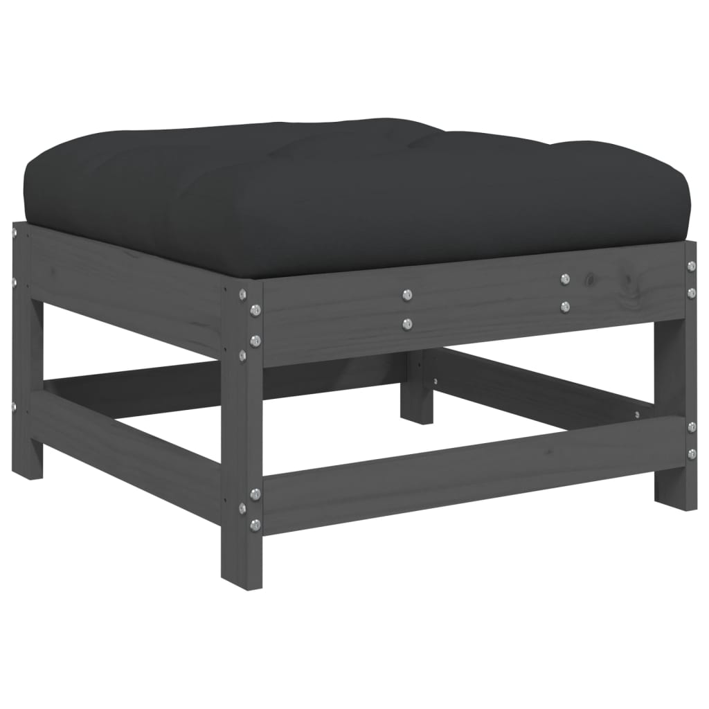 Set Divani Da Giardino 4pz Con Cuscini In Legno Massello Grigio - Image 6