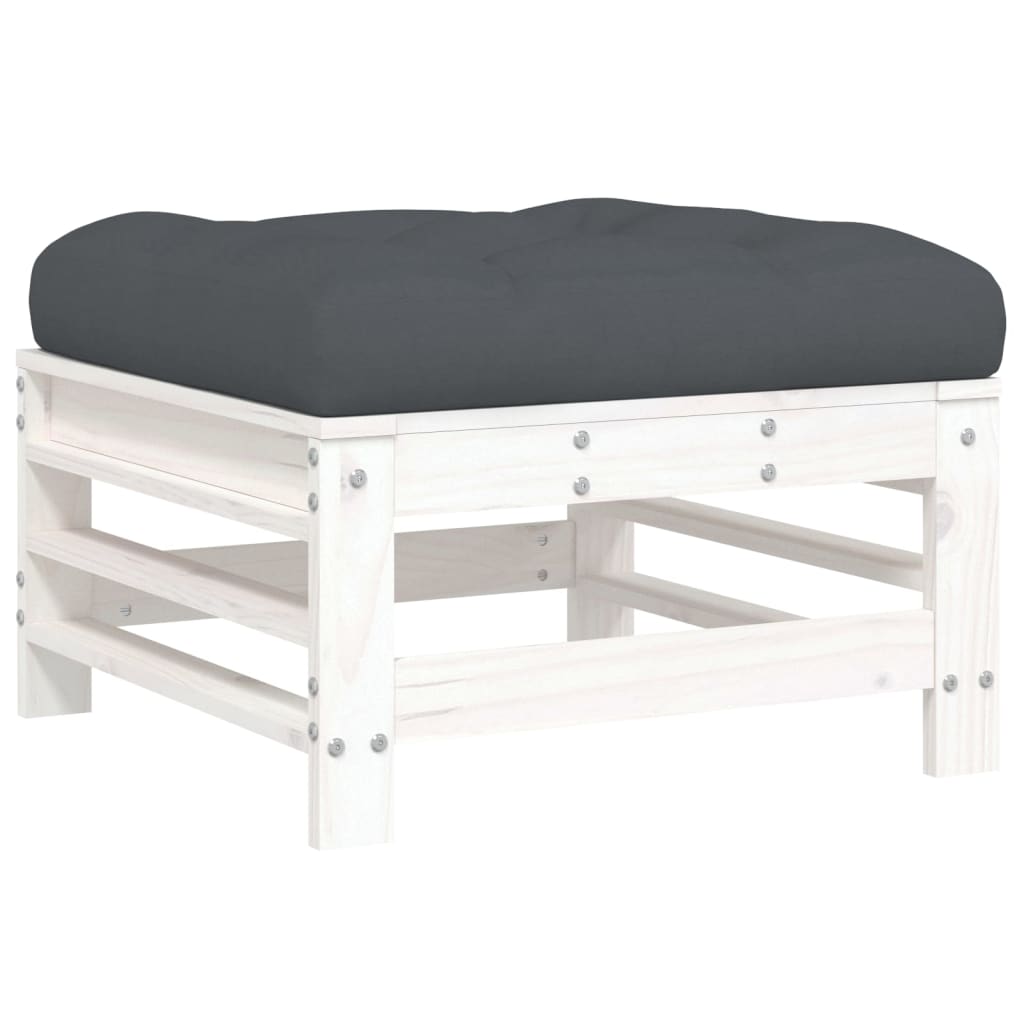 Set Divani Da Giardino 10 Pz Con Cuscini Legno Massello Bianco - Image 6