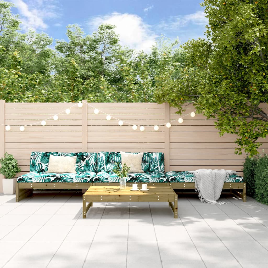Set Divani Da Giardino 4pz Con Cuscini Legno Impregnato Di Pino