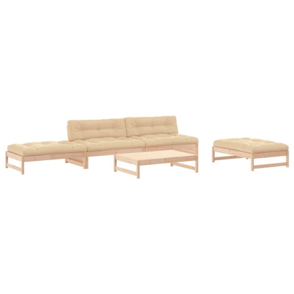 Set Divani Da Giardino 5 Pz Con Cuscini In Legno Massello - Image 2
