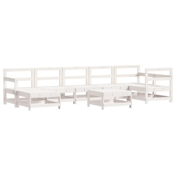 Set Salotto Da Giardino 8 Pz In Legno Massello Di Pino Bianco - Image 2