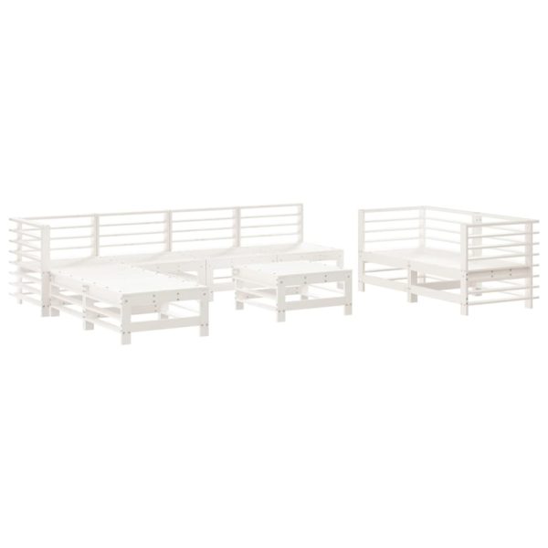 Set Salotto Da Giardino 9 Pz Bianco In Legno Massello Di Pino - Image 2