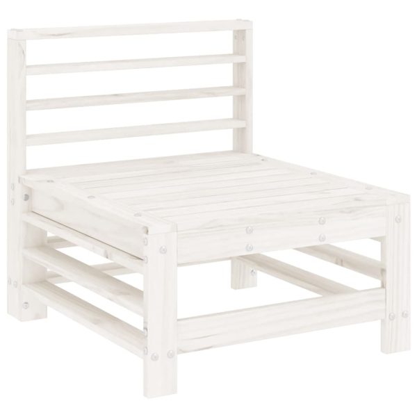 Set Salotto Da Giardino 9 Pz Bianco In Legno Massello Di Pino - Image 4
