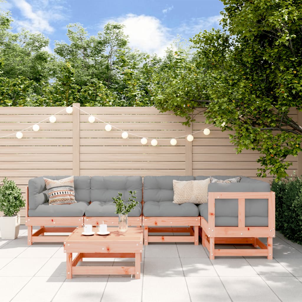Set Salotto Da Giardino 6 Pz In Legno Massello Di Douglas