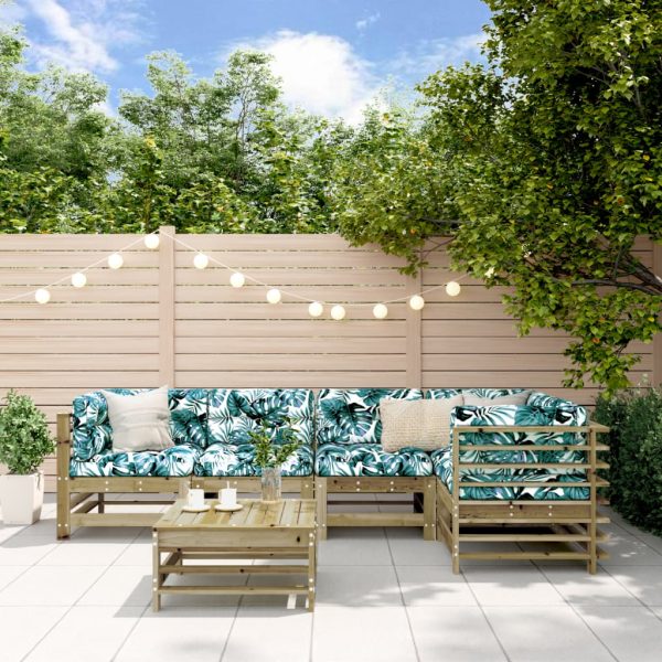 Set Salotto Da Giardino 6 Pz In Legno Impregnato Di Pino