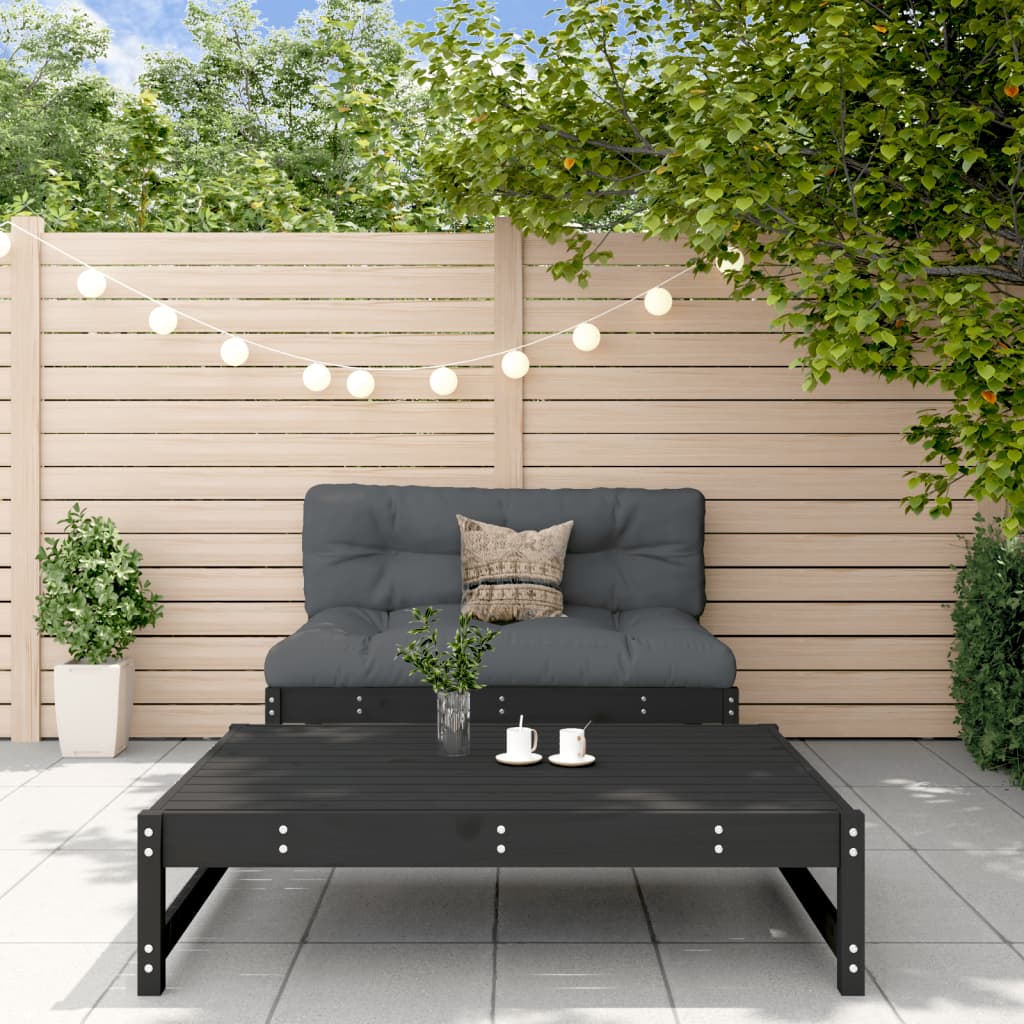 Set Salotto Da Giardino 2 Pz Nero In Legno Massello Di Pino