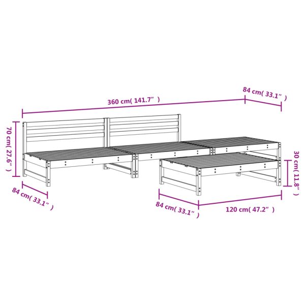 Set Salotto Da Giardino 4 Pz In Legno Impregnato Di Pino - Image 6