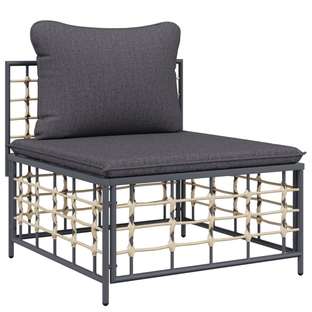 Set Divani Da Giardino 4 Pz Con Cuscini Antracite In Polyrattan - Image 5