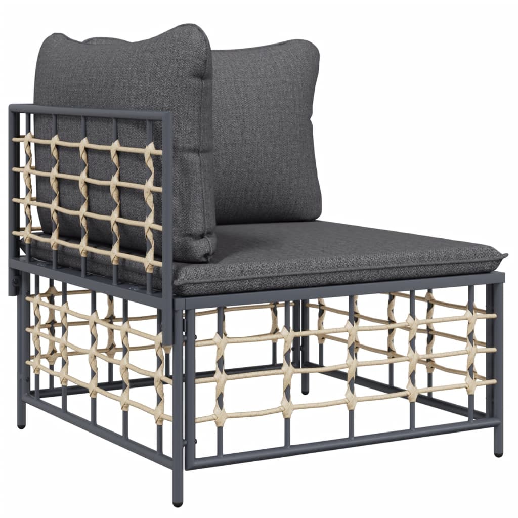 Set Divani Da Giardino 4 Pz Con Cuscini Antracite In Polyrattan - Image 4