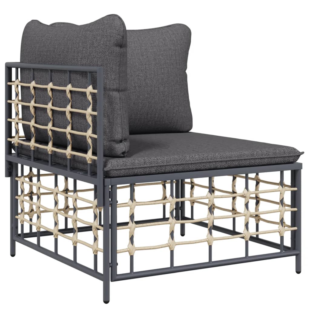 Set Divani Da Giardino 5 Pz Con Cuscini Antracite In Polyrattan - Image 4