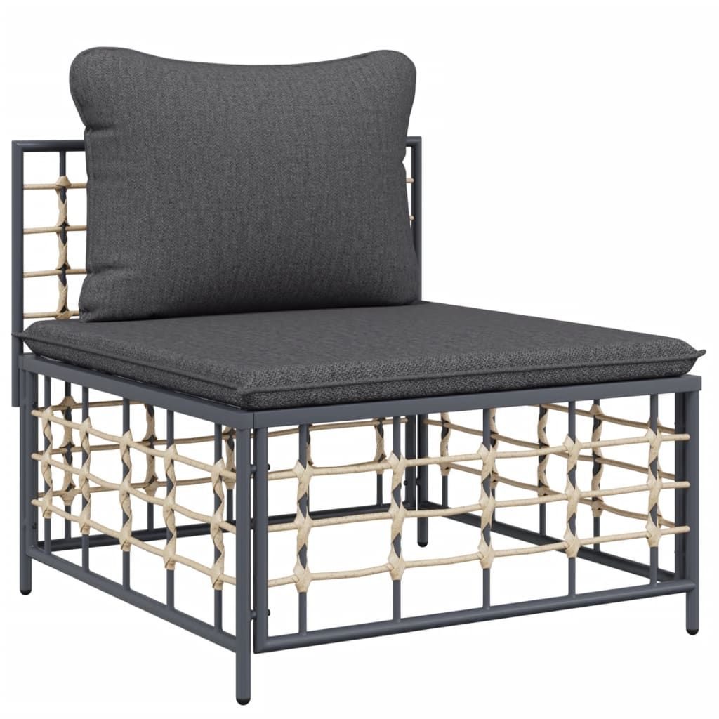 Set Divani Da Giardino 5 Pz Con Cuscini Antracite In Polyrattan - Image 5
