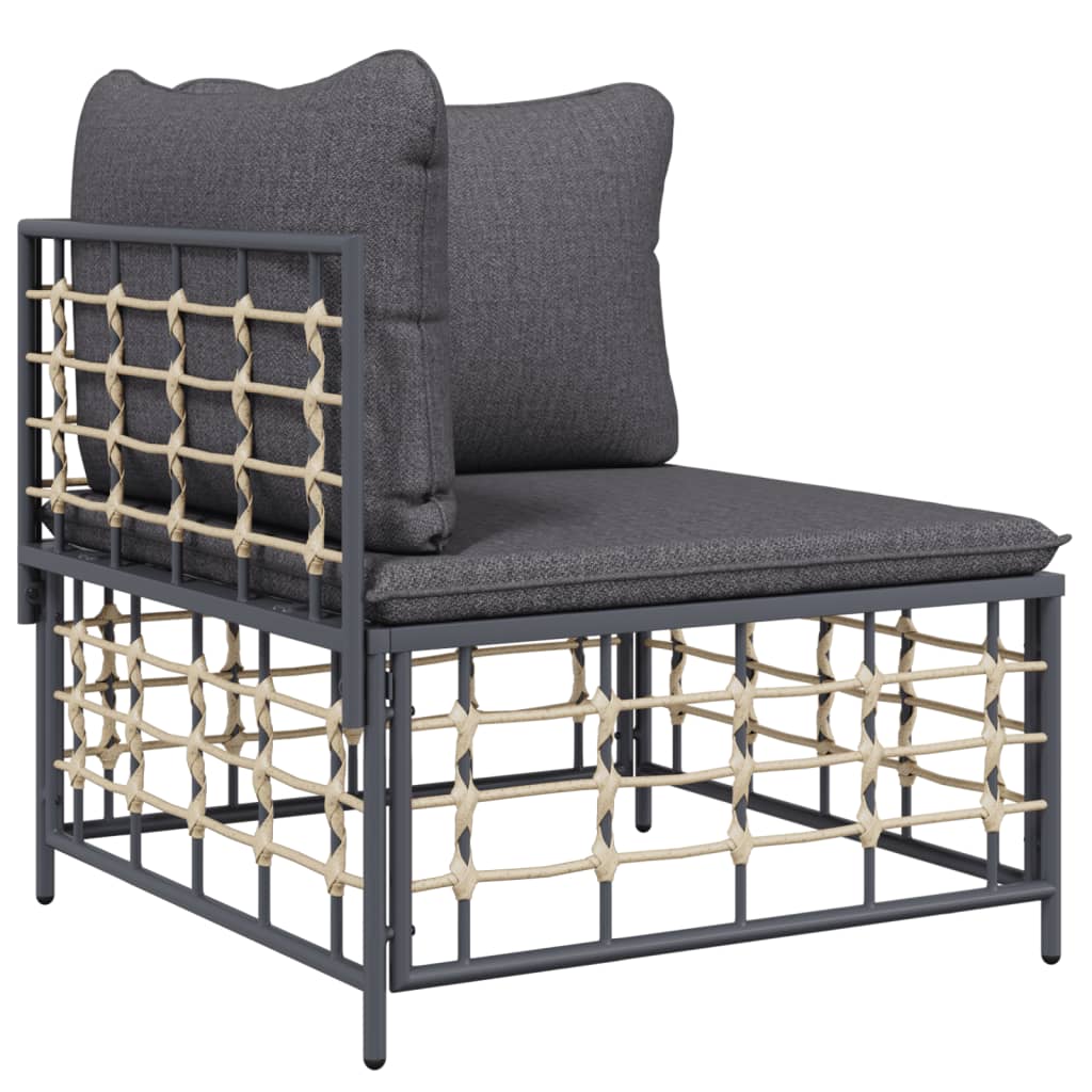 Set Divani Da Giardino 6 Pz Con Cuscini Antracite In Polyrattan - Image 4
