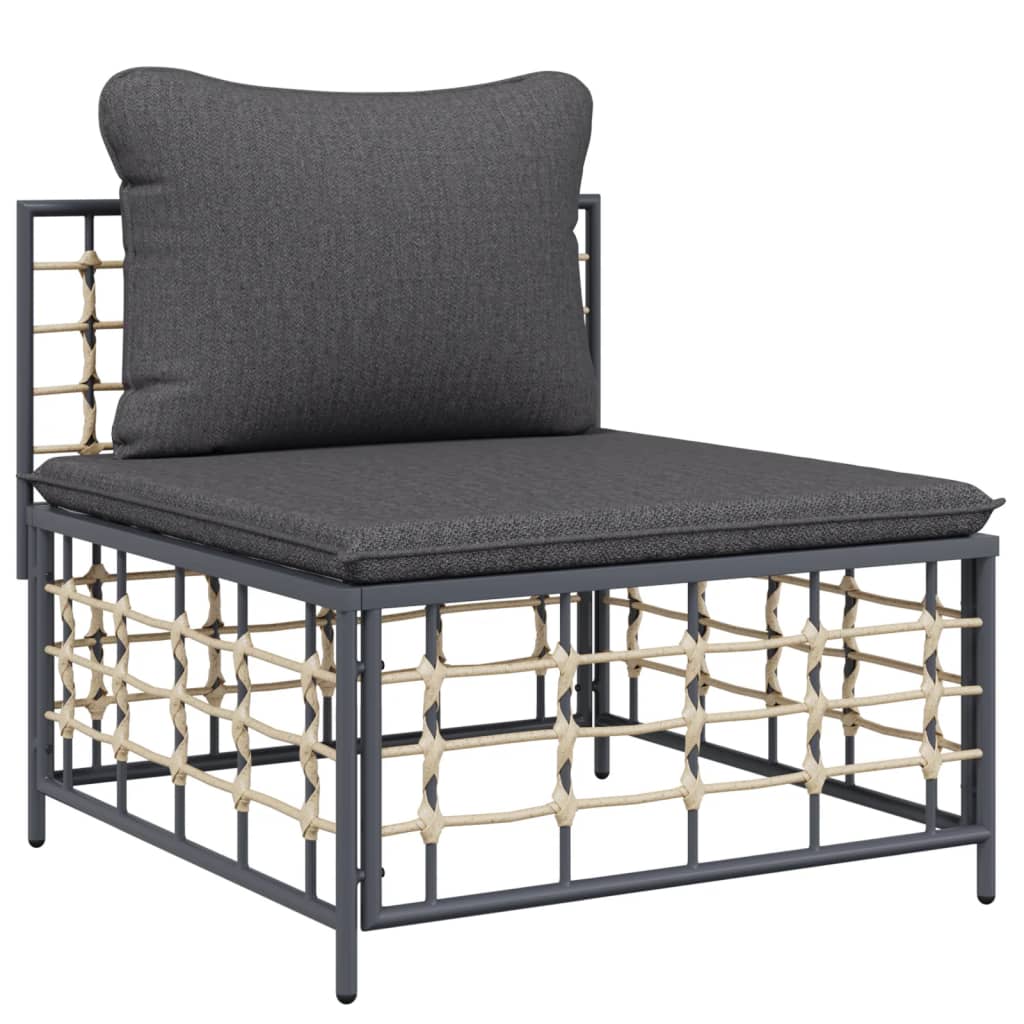 Set Divani Da Giardino 6 Pz Con Cuscini Antracite In Polyrattan - Image 5
