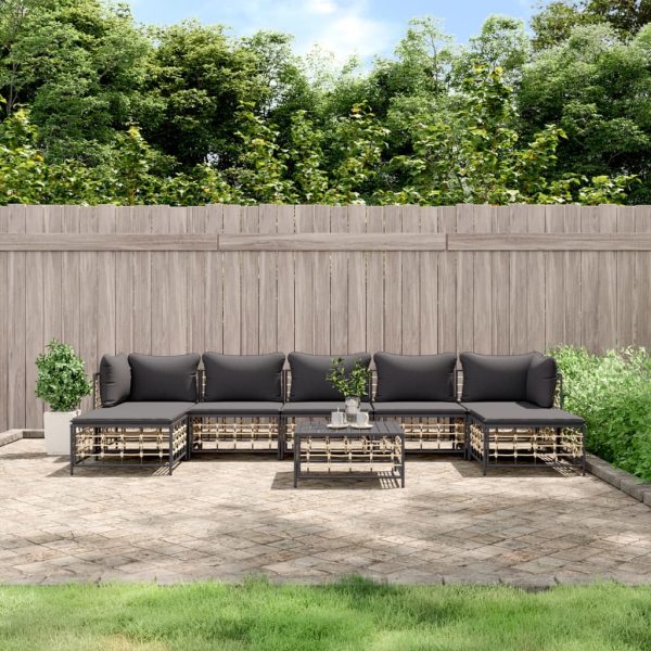 Set Divani Da Giardino 8 Pz Con Cuscini Antracite In Polyrattan