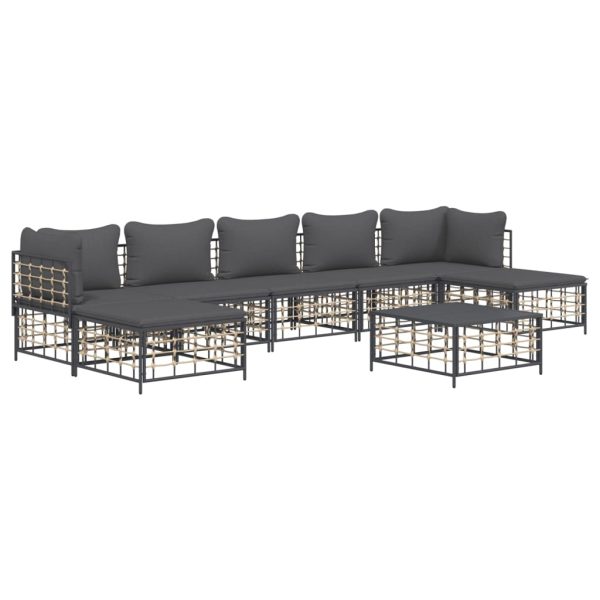 Set Divani Da Giardino 8 Pz Con Cuscini Antracite In Polyrattan - Image 3