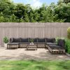 Set Divani Da Giardino 10pz Con Cuscini Antracite In Polyrattan