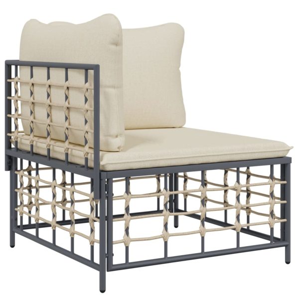 Set Divani Da Giardino 11pz Con Cuscini In Polyrattan Antracite - Image 4