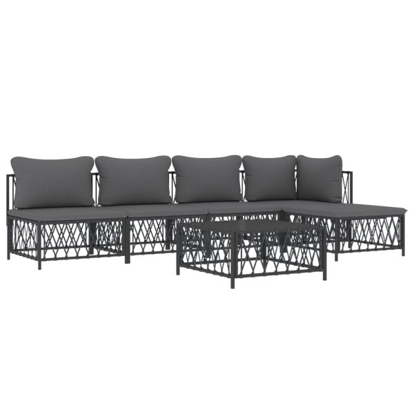 Set Salotto Da Giardino 6 Pz Con Cuscini In Acciaio Antracite - Image 3